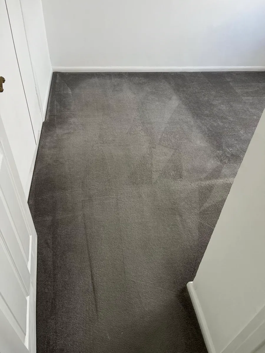 Cleaned dark grey carpet in an empty room